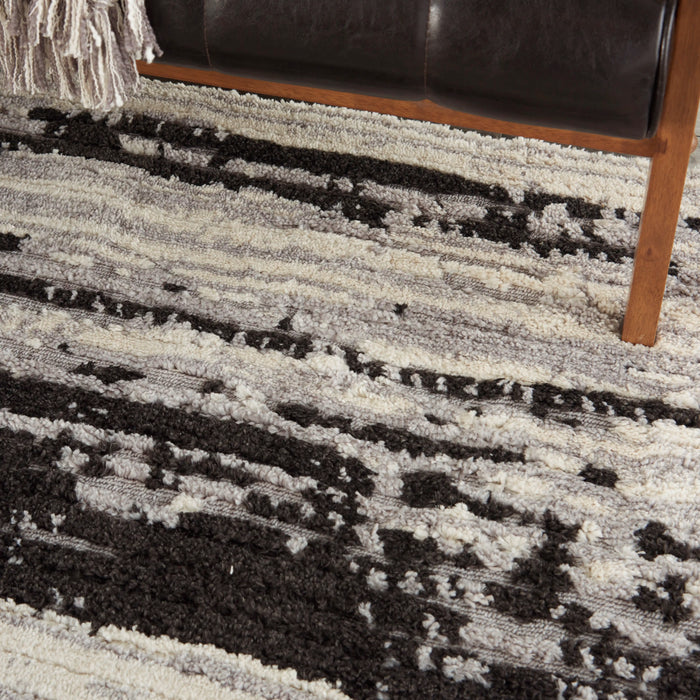 Nourison Delivered in 6 weeks   USA zermatt zero02 ivory charcoal Black, Ivory Living Room  Rug.