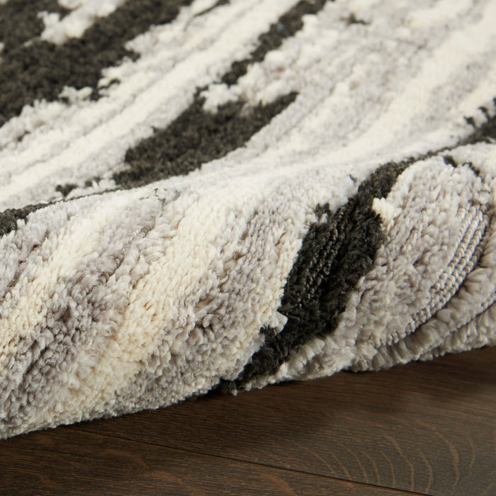 Nourison Delivered in 6 weeks   USA zermatt zero02 ivory charcoal Black, Ivory Living Room  Rug.