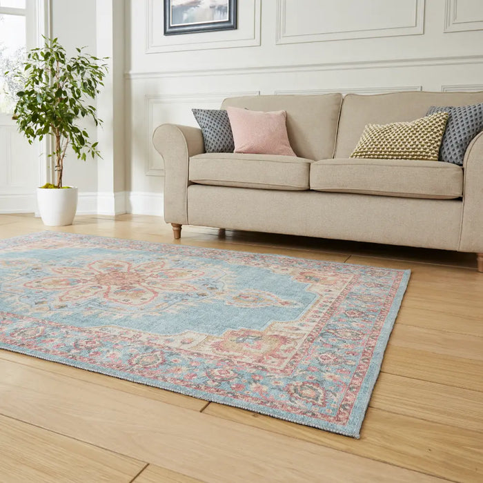 Zahra Washable S0063 Blue/Beige