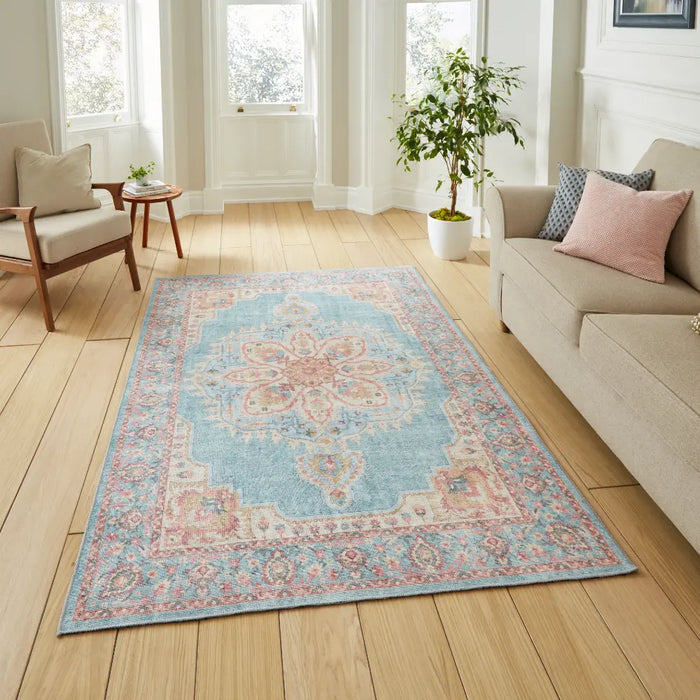 Zahra Washable S0063 Blue/Beige
