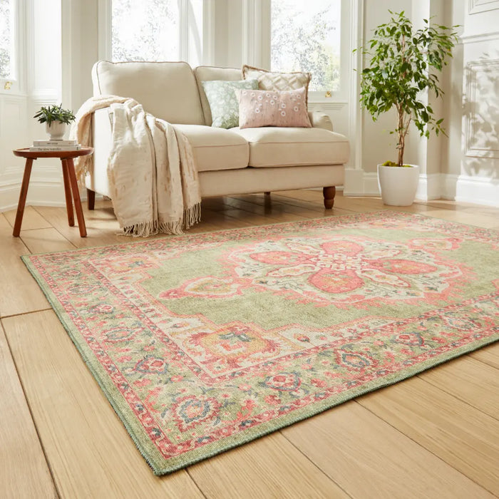 Zahra Washable S0063 Green/Pink