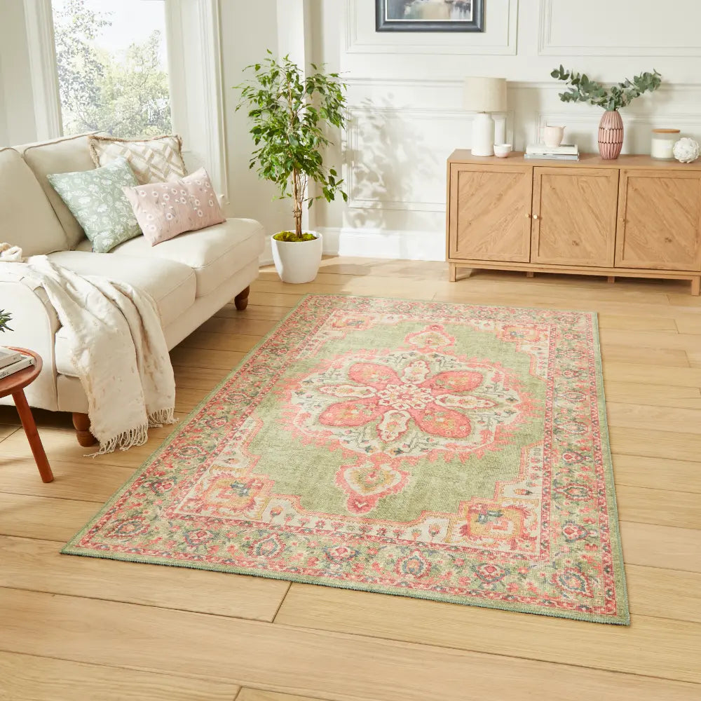 Zahra Washable S0063 Green/Pink Green Rug — RugsDirect Online — free download