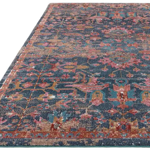 Asiatic zola evin Blue, Multicoloured, Pink Living Room Moroccan Rug.