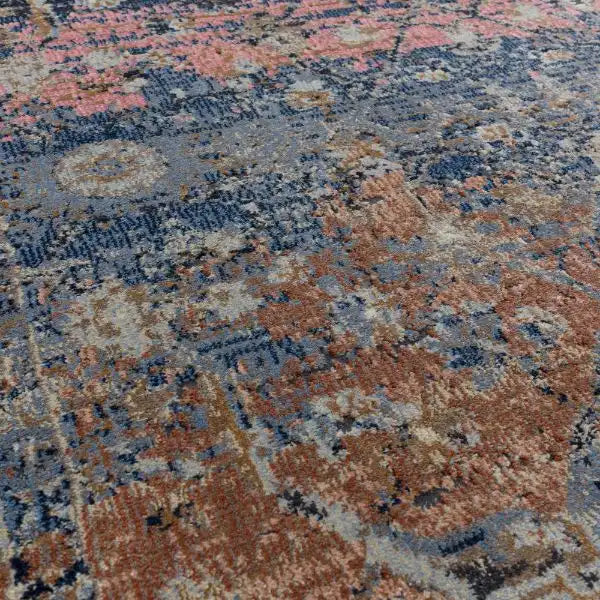 Asiatic zola fasa Blue, Black, Multicoloured Living Room Moroccan Rug.