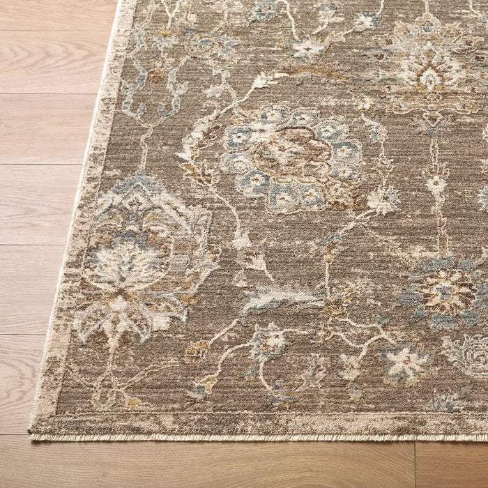 Arda Vintage Brown Grey Taupe Traditional Boho Fringe Living Dining Bedroom ACZ2300 Rug