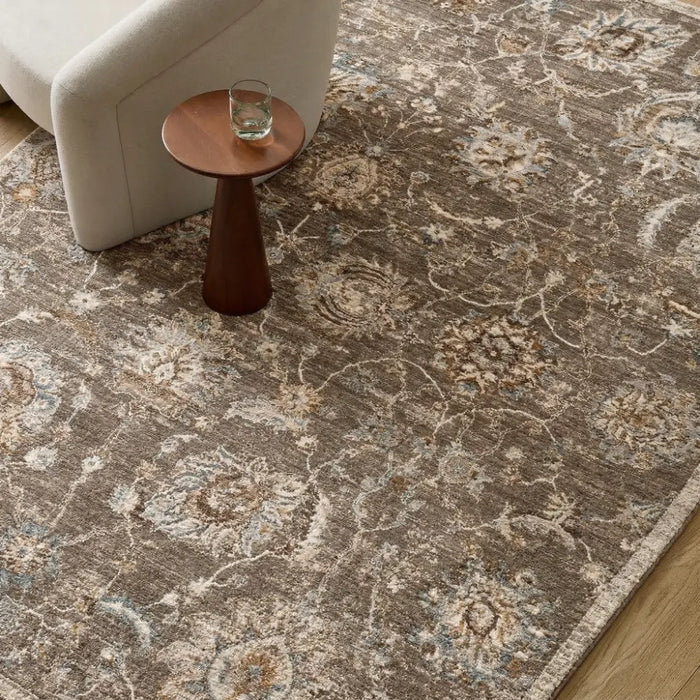 Arda Vintage Brown Grey Taupe Traditional Boho Fringe Living Dining Bedroom ACZ2300 Rug