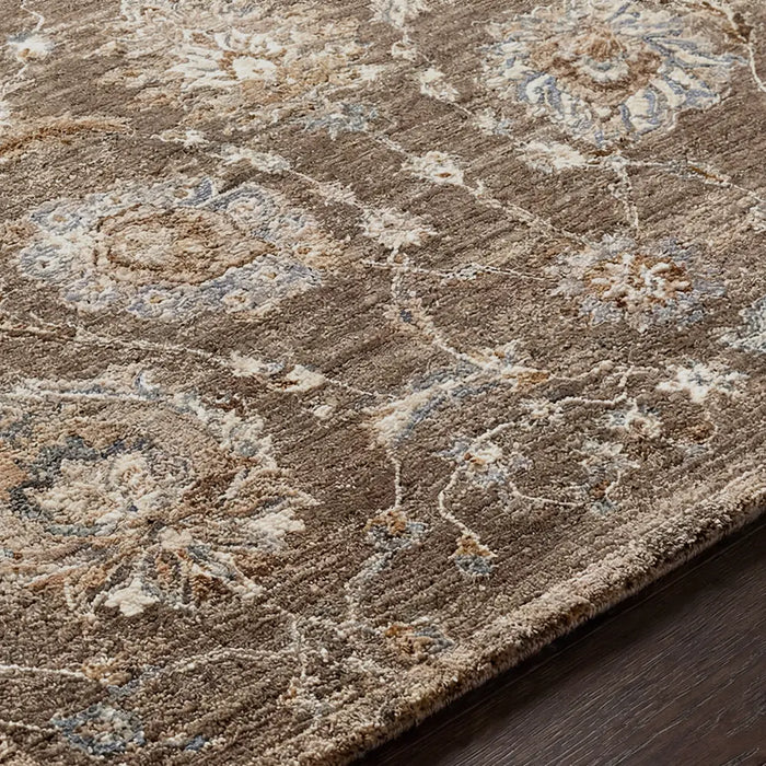 Arda Vintage Brown Grey Taupe Traditional Boho Fringe Living Dining Bedroom ACZ2300 Rug