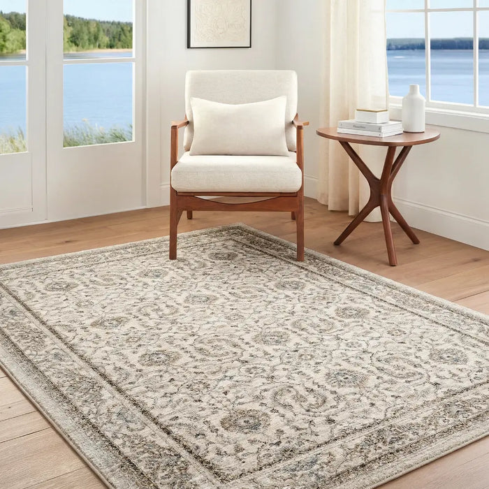 Arda Vintage Brown Grey Taupe Traditional Boho Fringe Living Dining Bedroom ACZ2301 Rug