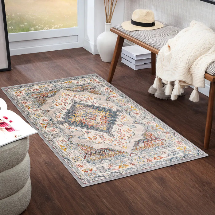 JADE Vintage Traditional Oriental Boho Grey Rug