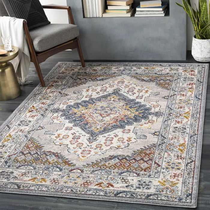 JADE Vintage Traditional Oriental Boho Grey Rug