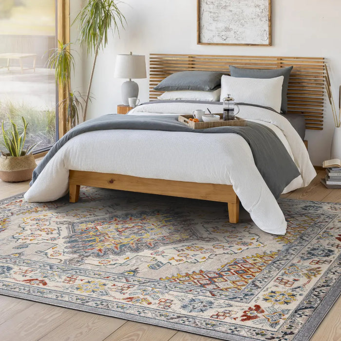 JADE Vintage Traditional Oriental Boho Grey Rug