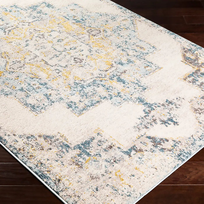 AGRA Vintage Traditional Oriental Boho Sky Blue Rug