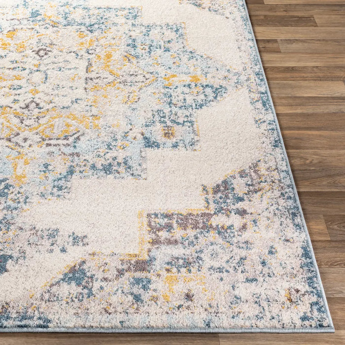 AGRA Vintage Traditional Oriental Boho Sky Blue Rug