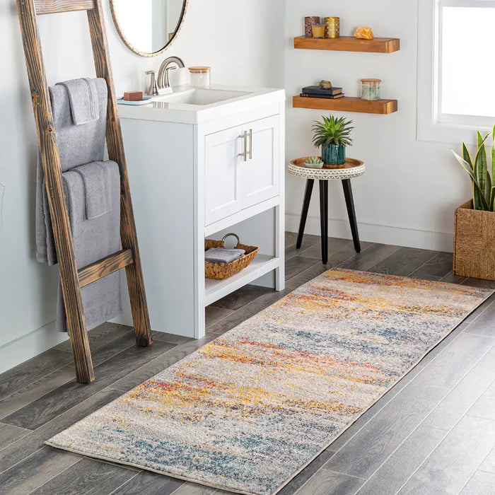 VALERIE Abstract Modern Marble Light Grey Rug