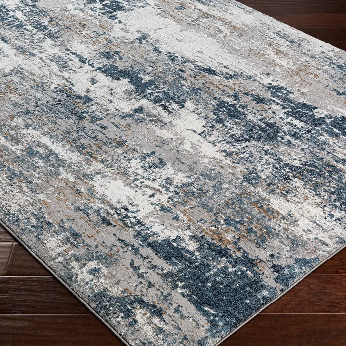 Allegro-Abstract  Blue Bleige Grey Modern Marble Living Dining Rug ALG2306