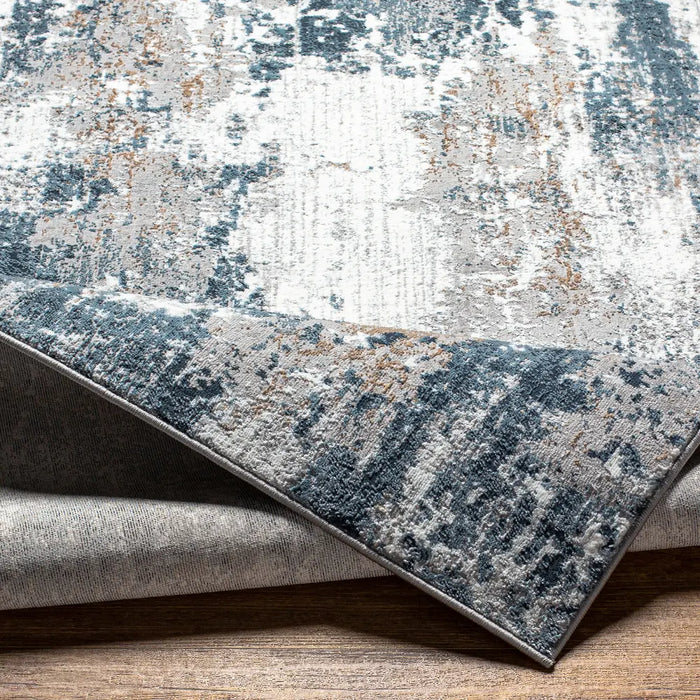Allegro-Abstract  Blue Bleige Grey Modern Marble Living Dining Rug ALG2306