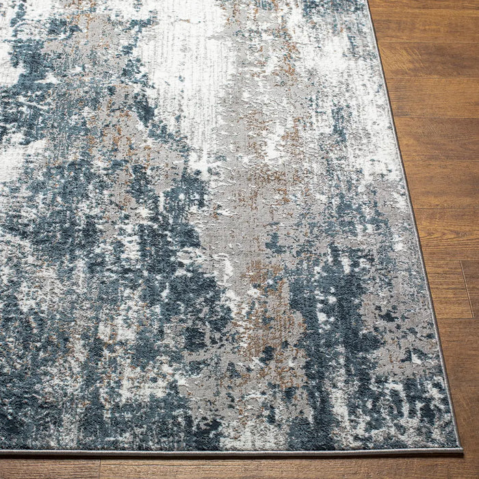 Allegro-Abstract  Blue Bleige Grey Modern Marble Living Dining Rug ALG2306