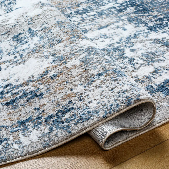 Allegro-Abstract  Blue Bleige Grey Modern Marble Living Dining Rug ALG2307