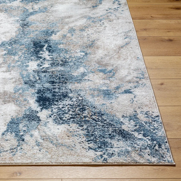 Allegro-Abstract  Blue Grey Brown Modern Marble Living Dining Bedroom Rug ALG2338