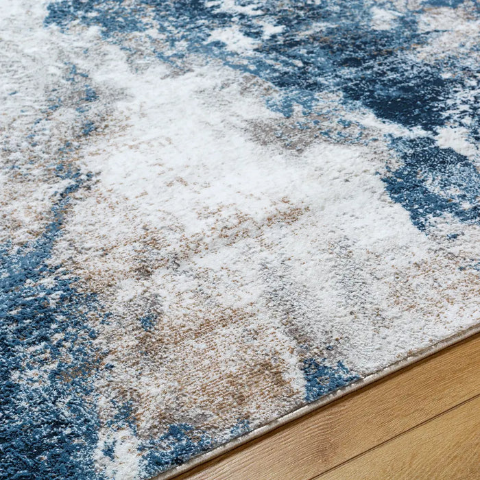 Allegro-Abstract  Blue Grey Brown Modern Marble Living Dining Bedroom Rug ALG2338