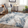 Allegro-Abstract  Blue Grey Brown Modern Marble Living Dining Bedroom Rug ALG2338
