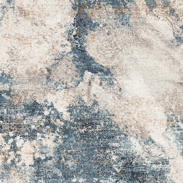 Allegro-Abstract  Blue Grey Brown Modern Marble Living Dining Bedroom Rug ALG2338