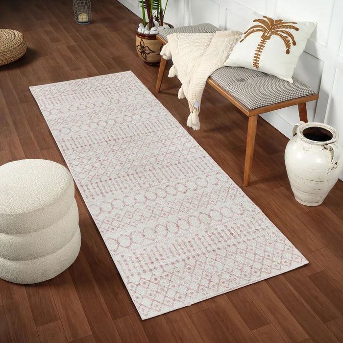 SAANJH Shaggy Global Plush Pile Pale Pink Rug