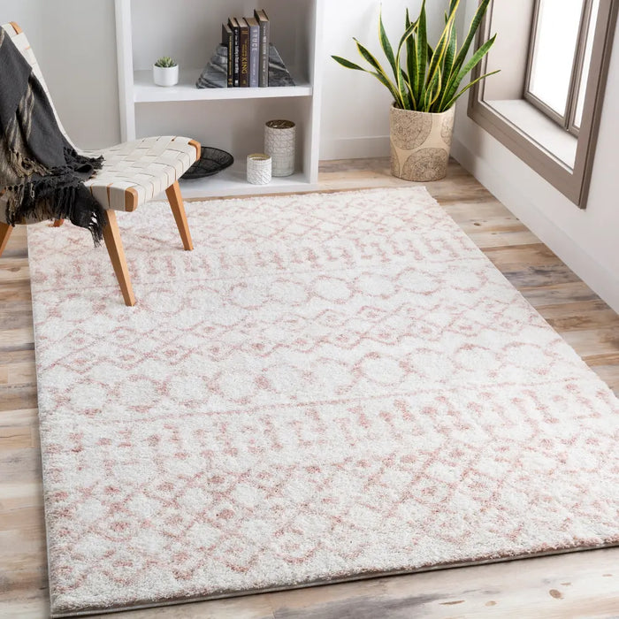 SAANJH Shaggy Global Plush Pile Pale Pink Rug