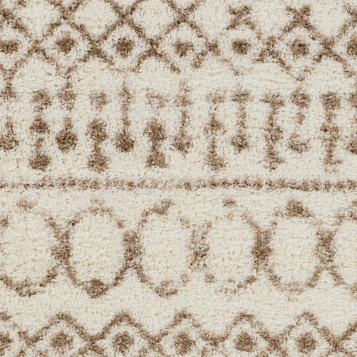 SAANJH Shaggy Geometric Plush Pile Beige Rug