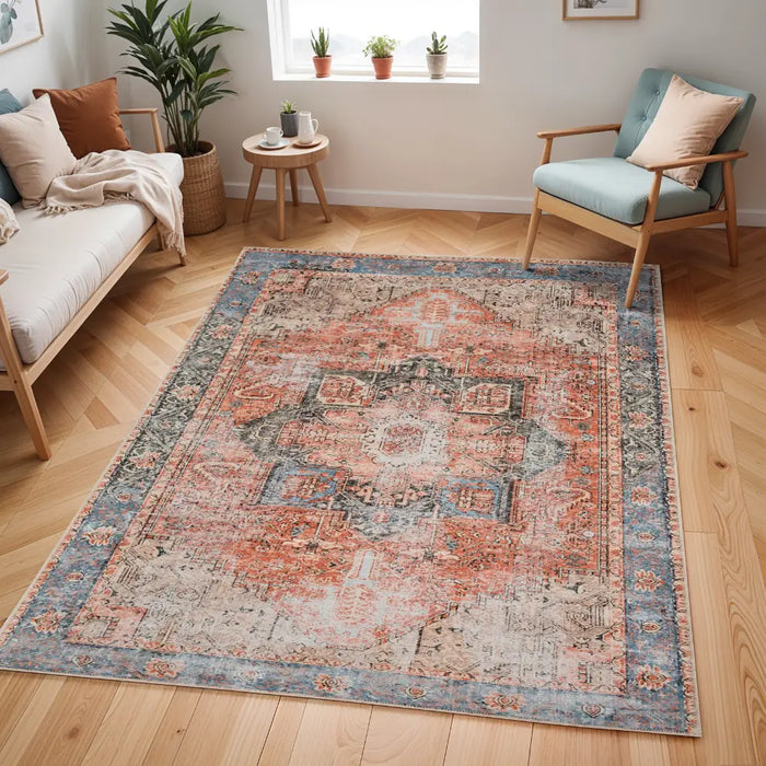 LANA Machine Washable Traditionnal Boho Brown/Tan/Ivory Rug