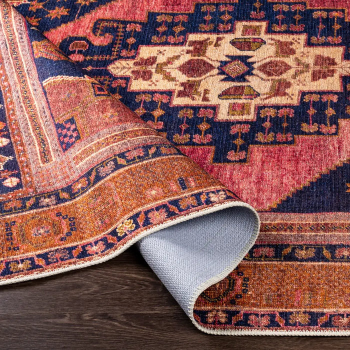VALENTINA SPRINGS Machine Washable Traditionnal Boho Coral Rug