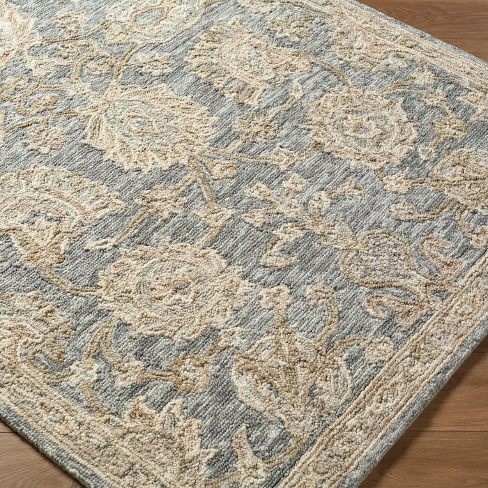 Arnold Hand Tufted Blue Beige Grey Wool Traditional Boho Living Dining Bedroom AOD2300 Rug