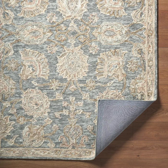 Arnold Hand Tufted Blue Beige Grey Wool Traditional Boho Living Dining Bedroom AOD2300 Rug