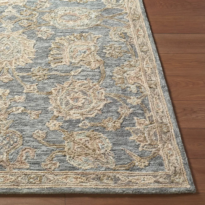Arnold Hand Tufted Blue Beige Grey Wool Traditional Boho Living Dining Bedroom AOD2300 Rug