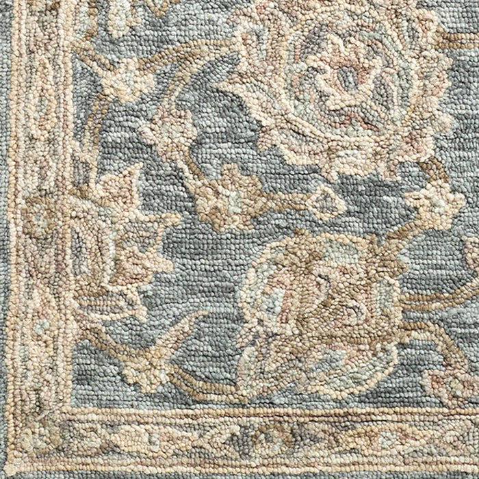 Arnold Hand Tufted Blue Beige Grey Wool Traditional Boho Living Dining Bedroom AOD2300 Rug