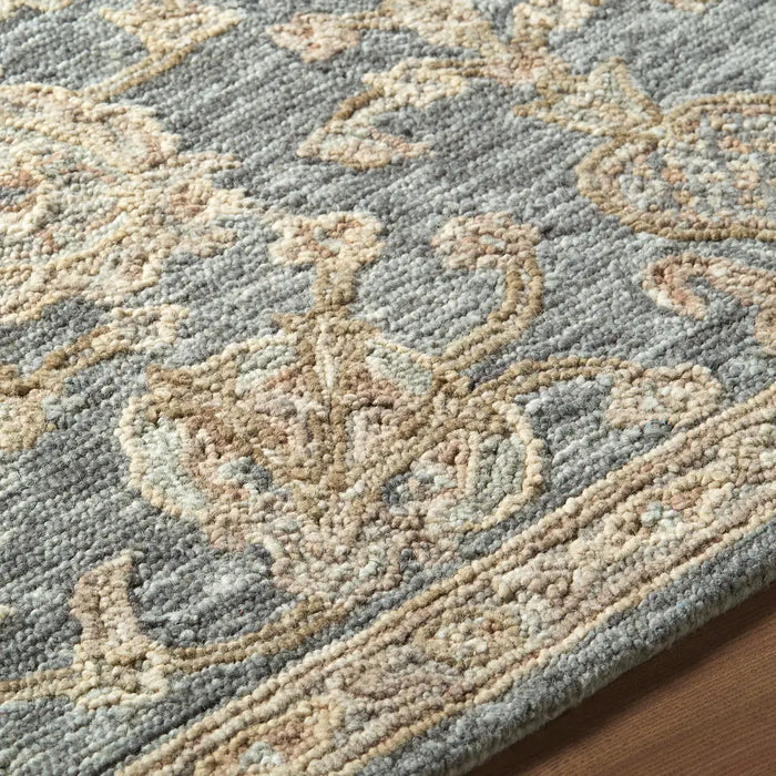 Arnold Hand Tufted Blue Beige Grey Wool Traditional Boho Living Dining Bedroom AOD2300 Rug