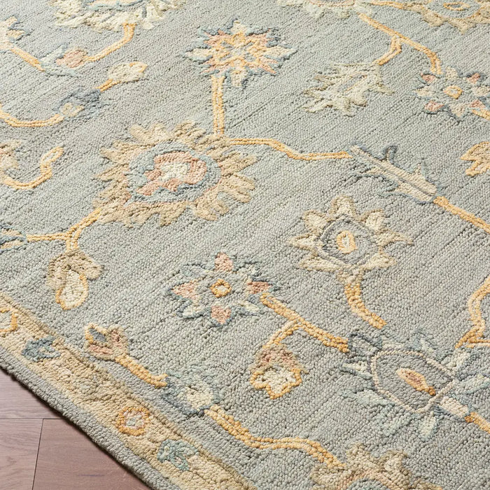 Arnold Hand Tufted Grey Beige Pink Wool Traditional Boho Living Dining Bedroom AOD2303 Rug
