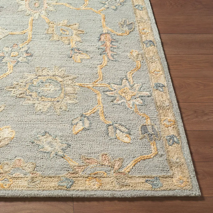 Arnold Hand Tufted Grey Beige Pink Wool Traditional Boho Living Dining Bedroom AOD2303 Rug
