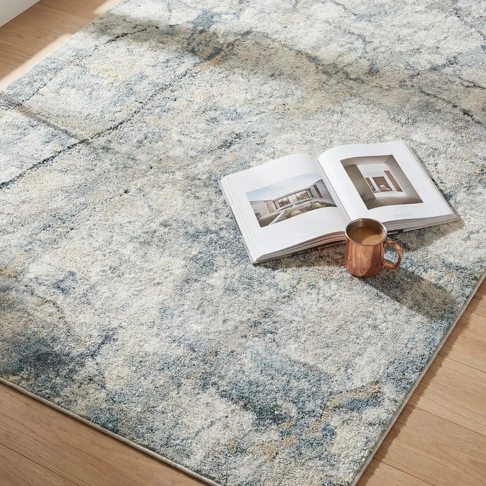 Avellino Abstract Grey Blue Beige Modern Marble High Pile Living Dining Bedroom AVL2307 Rug