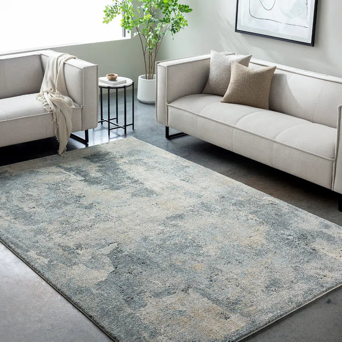 Avellino Abstract Blue Grey Beige Modern Marble High Pile Living Dining Bedroom AVL2311 Rug