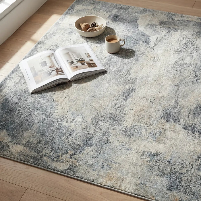 Avellino Abstract Blue Grey Beige Modern Marble High Pile Living Dining Bedroom AVL2311 Rug