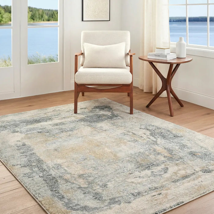 Avellino Abstract Grey Blue Beige Modern Marble High Pile Living Dining Bedroom AVL2348 Rug