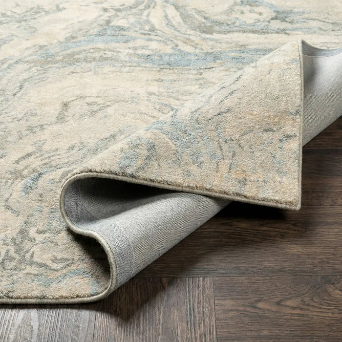Avellino Abstract Beige Grey Blue Modern Marble High Pile Living Dining Bedroom AVL2349 Rug