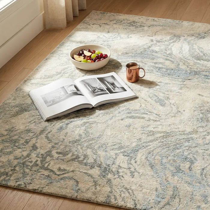 Avellino Abstract Beige Grey Blue Modern Marble High Pile Living Dining Bedroom AVL2349 Rug
