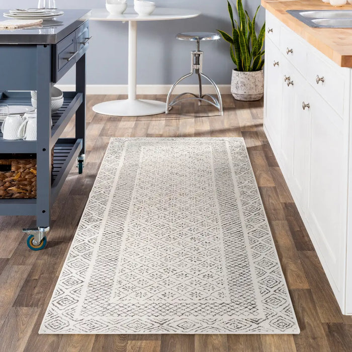 AMBRE Scandi Geometric Charcoal Light Beige Rug
