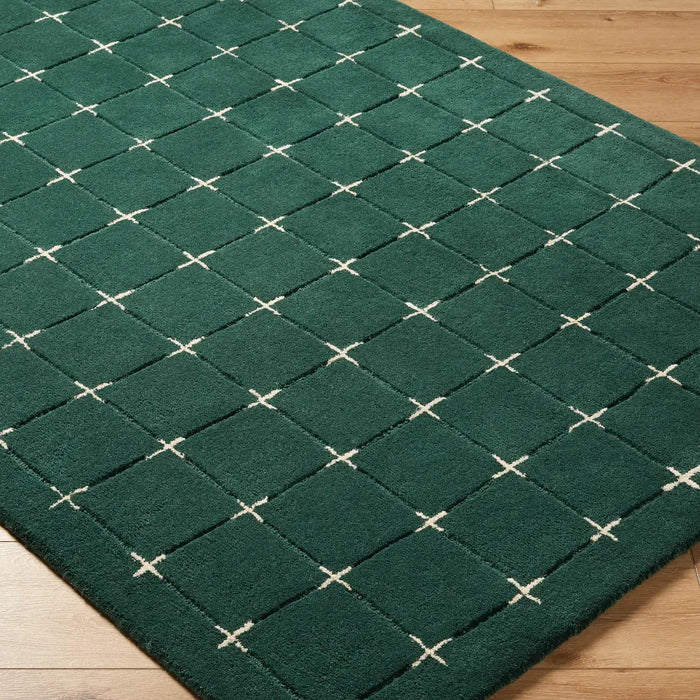 Brook Hand Tufted Green Beige Wool Modern Living Dining Bedroom BKO2333 Rug