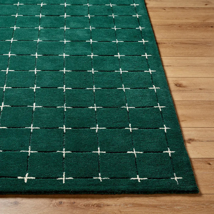 Brook Hand Tufted Green Beige Wool Modern Living Dining Bedroom BKO2333 Rug