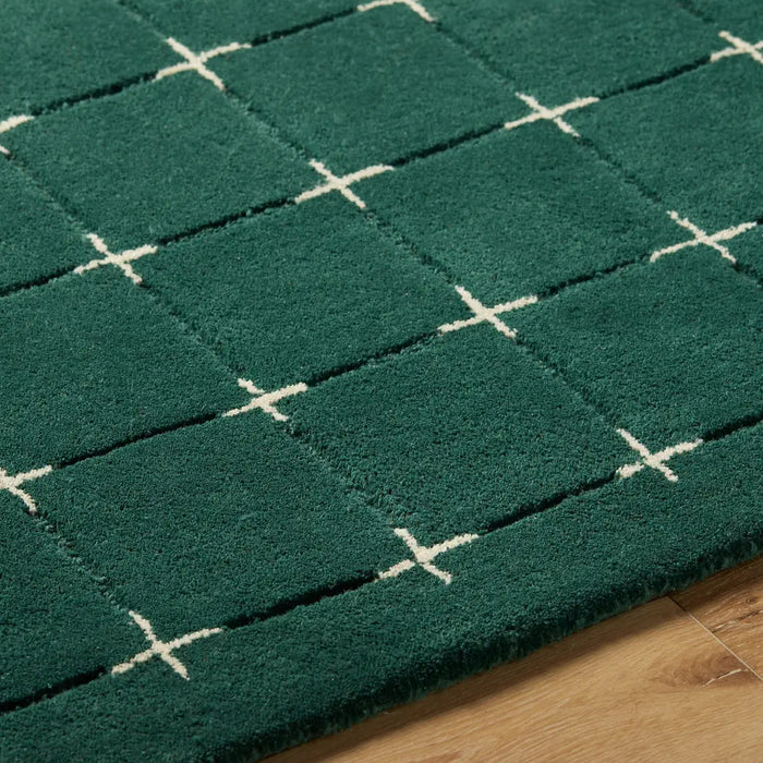 Brook Hand Tufted Green Beige Wool Modern Living Dining Bedroom BKO2333 Rug