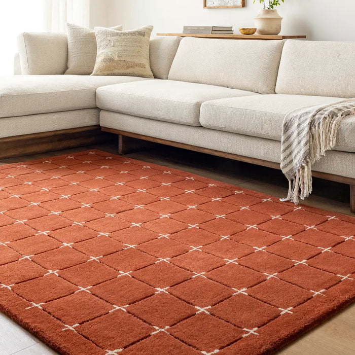 Brook Hand Tufted Terracotta Beige Wool Modern Living Dining Bedroom BKO2334 Rug
