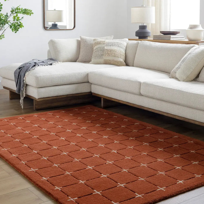 Brook Hand Tufted Terracotta Beige Wool Modern Living Dining Bedroom BKO2334 Rug